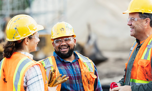 construction workers talking