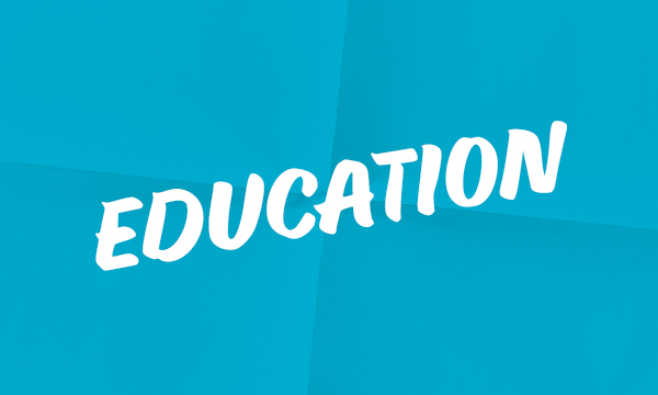 Education graphic blue background
